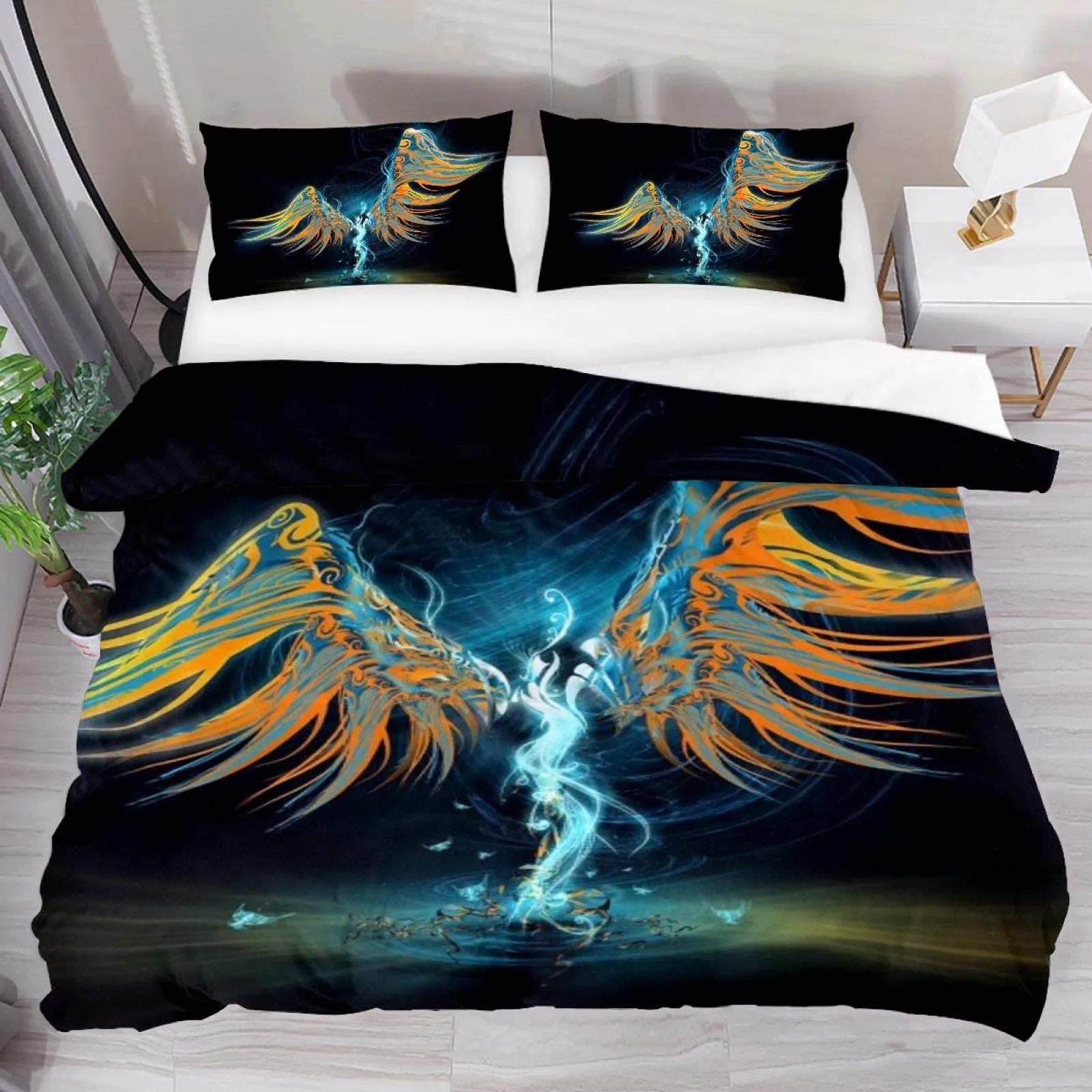 Angel Wings Duvet Cover Set Lucifer Angel Bedding Sets Aesthetic Wing