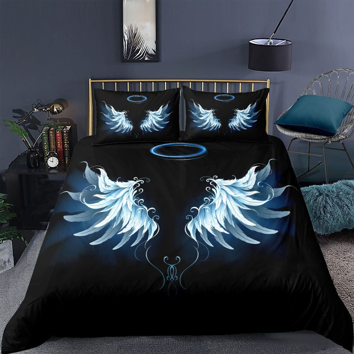 Angel Wings Duvet Cover Set Lucifer Angel Bedding Sets Aesthetic Wing