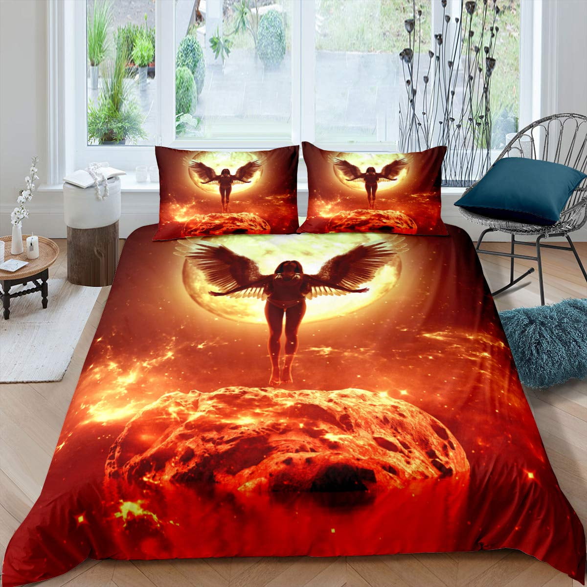 Angel Wings Duvet Cover Set Lucifer Angel Bedding Sets Aesthetic Wing