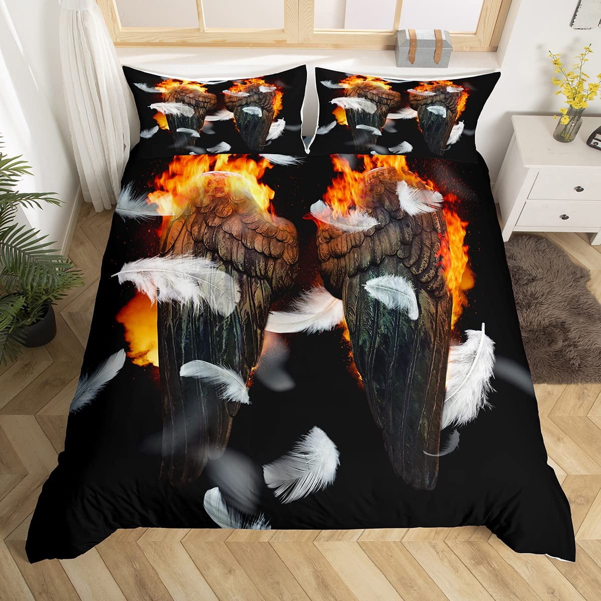 Angel Wings Duvet Cover Set Lucifer Angel Bedding Sets Aesthetic Wing