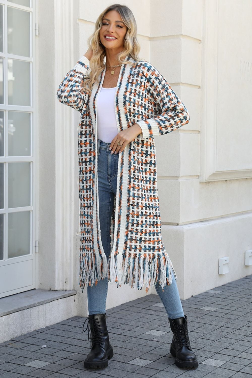 Angel Wings Woven Right V-Neck Long Sleeve Cardigan main image 1