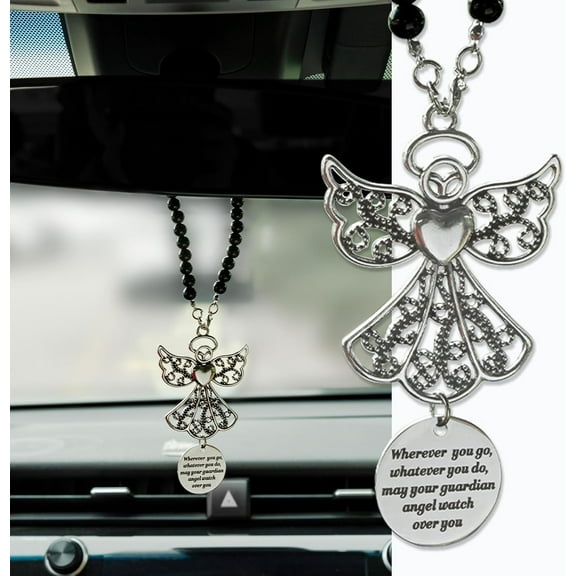 Angel Wings Hanging Ornaments for Car Rear View Mirror, Metal Guardian Angel Wings Car Charm Pendant Rear View Mirror Hanger Decor for Lover Family Christian Gifts Wings