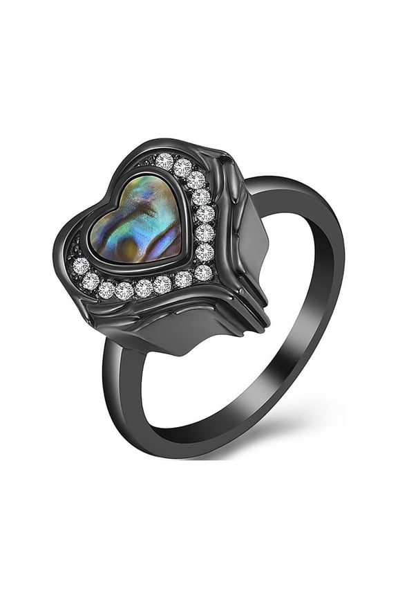 Angel Wings Heart Cremation Ring Holds Loved Ones Ashes, Heart Urn Ring for Ashes for Women, Memorial Keepsake Ring Embellished Urn Ring