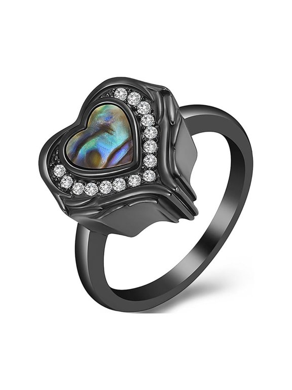 Angel Wings Heart Cremation Ring Holds Loved Ones Ashes, Heart Urn Ring for Ashes for Women, Memorial Keepsake Ring Embellished Urn Ring