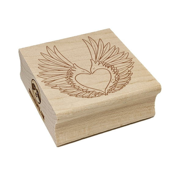 Angel Wings Hearth Feathers Square Rubber Stamp Stamping Scrapbooking Crafting - Small 1.25in