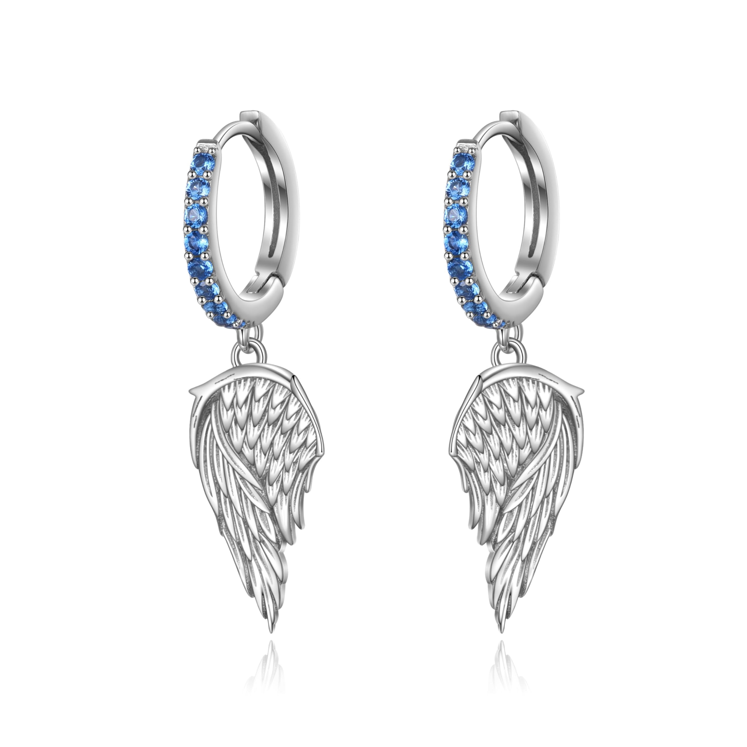 Angel Wings Hoop Earrings S925 Sterling Silver Wings Dangle Earrings ...