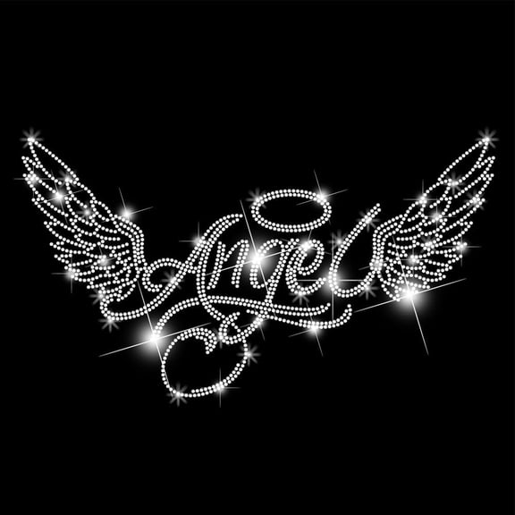 Angel Wings Iron on Rhinestones Transfer Angel Wings Heat Transfer Stickers Angel Iron on Decals Bling Rhinestone Patches for T-Shirt Clothing Tote Bag DIY Art Craft Gifts Colorful