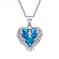 thumbnail image 1 of Angel Wings Necklace for Women with Birthstone, Love Heart Silver Tone/Gold Tone Pendant, Ideal Anniversary or Birthday Jewelry Gifts for Wife Girlfriend Her, 1 of 5