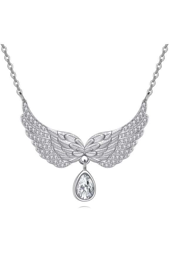 Angel Wings Necklace for Women 925 Sterling Silver Guardian Angel Wings Pendant Necklace Sympathy Gifts for Loss of Loved One Memorial Jewelry Gifts