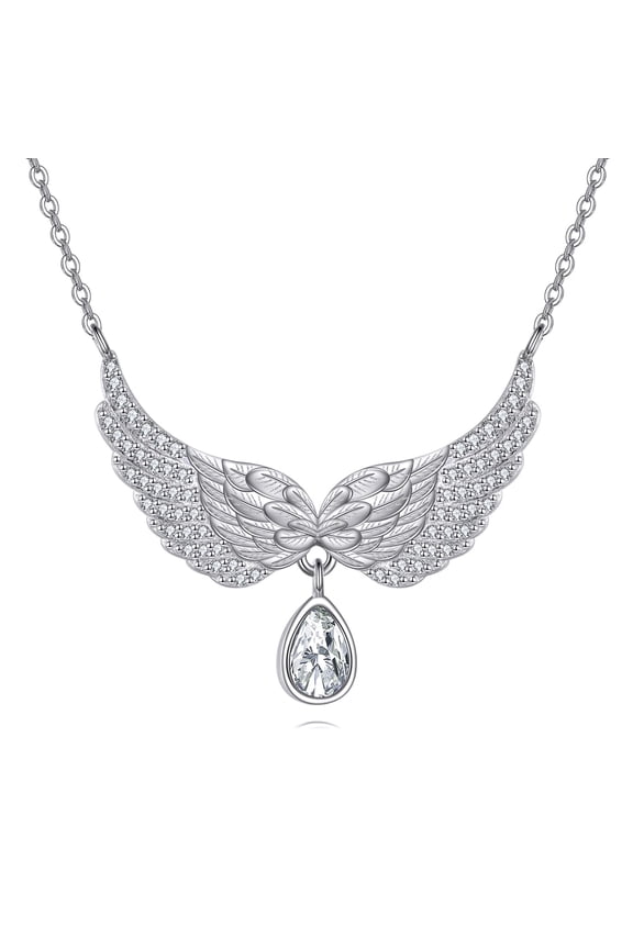 Angel Wings Necklace for Women 925 Sterling Silver Guardian Angel Wings Pendant Necklace Sympathy Gifts for Loss of Loved One Memorial Jewelry Gifts