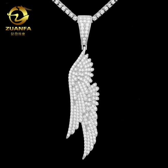 Angel Wings Pendant Silver Moissanite Pendant Can Be Worn with 4mm Tennis Chain