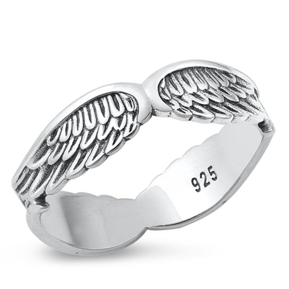Angel Wings Promise Ring .925 Sterling Silver Fairy Freedom Band Jewelry Female Male Unisex Size 6