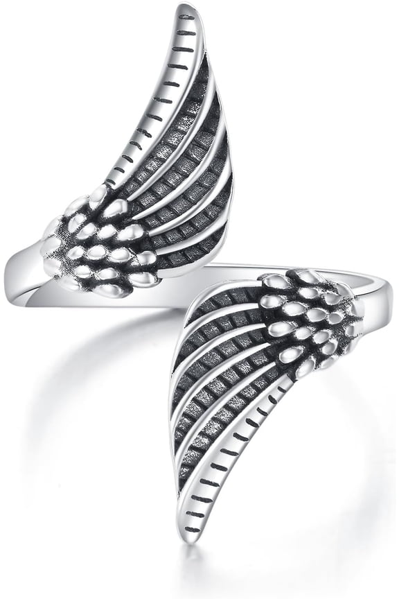 Angel Wings Ring 925 Sterling Silver Wing Wrap Adjustable Rings Feather Angel Thumb Ring Jewelry For Women Men