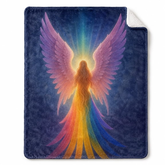 Angel Wings Sherpa Blanket, 2-Layer Polyester Fleece Throw, Multicolor