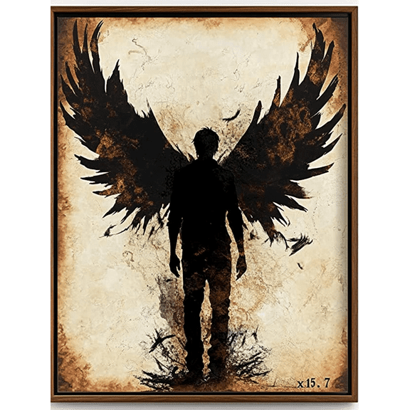 Angel Wings Silhouette Decorative Painting/Canvas Art Suitable for Decorating Living Room Bedroom Study Office Hallway Dark Angel Theme Room Provides Unique Wall Decoration 168