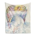 thumbnail image 1 of Angel Wings Soft Flannel Fleece Throw Blanket, Renaissance Angelic Woman Beauty Baroque Rococo Pattern, Cozy Plush for Indoor and Outdoor Use, 50" x 70", Multicolor, by Ambesonne, 1 of 6
