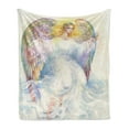 thumbnail image 1 of Angel Wings Soft Flannel Fleece Throw Blanket, Renaissance Angelic Woman Beauty Baroque Rococo Pattern, Cozy Plush for Indoor and Outdoor Use, 70" x 90", Multicolor, by Ambesonne, 1 of 6