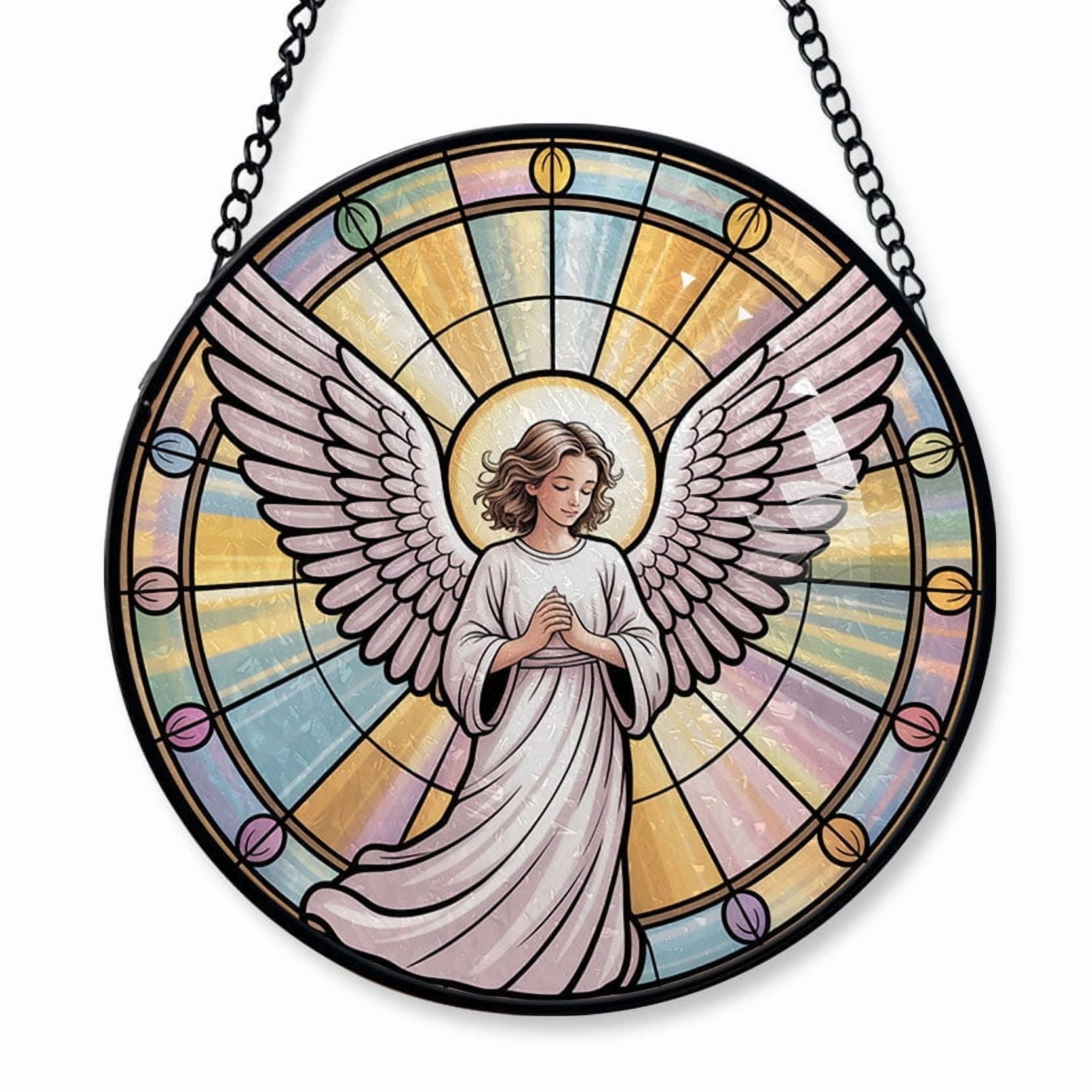 An Angel with Wings Stained Glass Suncatcher Window Hanging ...