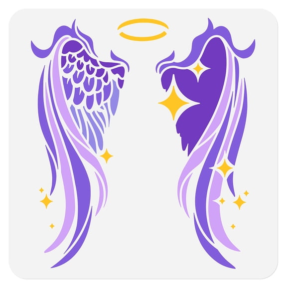 Angel Wings Stencil Painting 11.8 x 11.8 Inch Reusable Plastic Stencil Painting on Wall Wood Furniture Fabric Canvas Craft Stencils