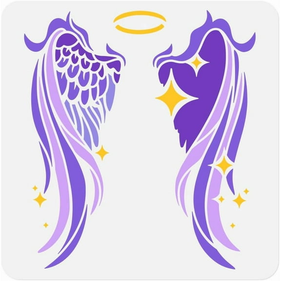 Angel Wings Stencil for Painting 11.8 x 11.8 Inch Reusable Plastic Stencil for Painting on Wall Wood Furniture Fabric Canvas DIY Craft Stencil