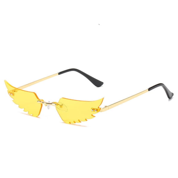 Angel Wings Sunglasses UV400 Protection Metal Frame Unique Eyewear Irregular Feathers PC Lenses Fashion Personality Sun