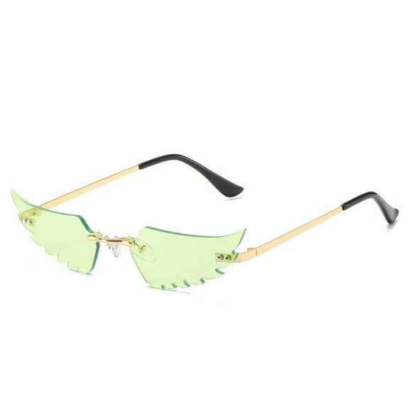 Angel Wings Sunglasses UV400 Protection Metal Frame Unique Eyewear Irregular Feathers PC Lenses Fashion Personality Sun