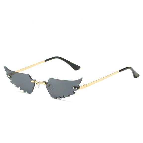 Angel Wings Sunglasses UV400 Protection Metal Frame Unique Eyewear Irregular Feathers PC Lenses Fashion Personality Sun