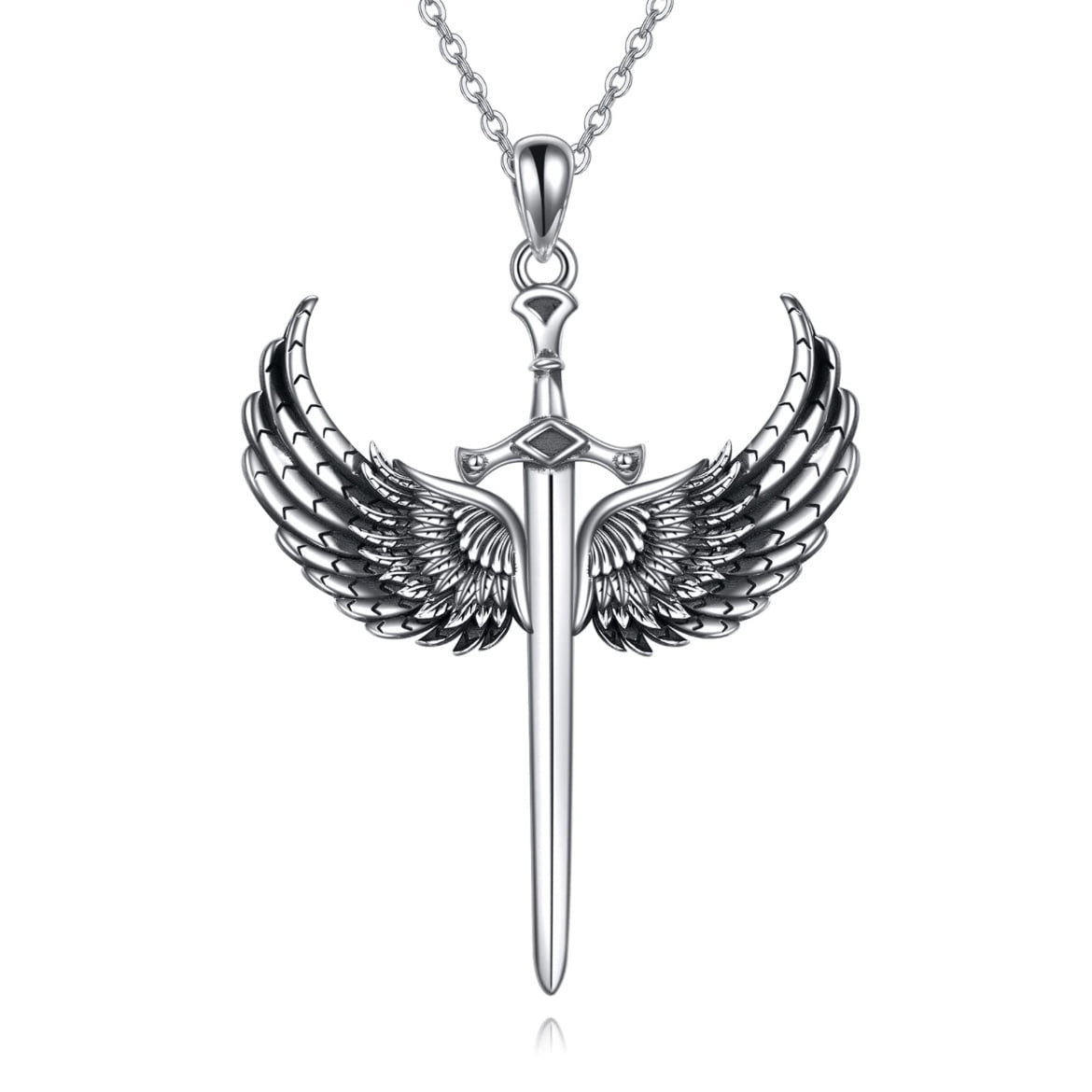 Angel Wings Sword Cross Pendant Necklace Sterling Silver Sword Jewelry ...
