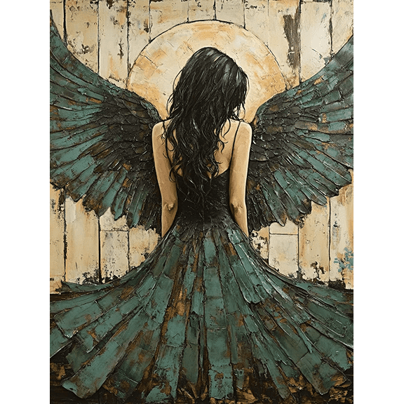 Angel Wings Teal Dress Canvas Wall Art Perfect for Living Room Bedroom Office Dining Room and Hallway Decoration.