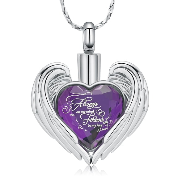 Angel Wings Urn Necklace for Ashes Memorial Cremation Heart Urn Necklace for Human Pet for Women Men