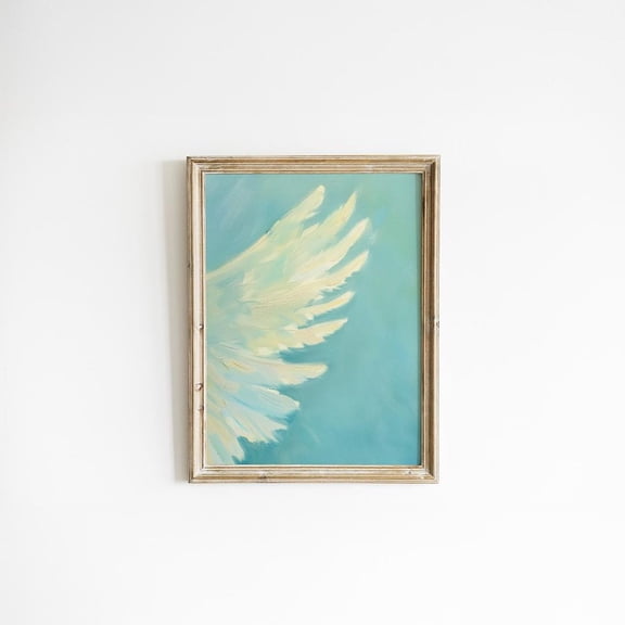 Angel Wings Whimsical Christian Wall Art Stretched Canvas 8x10in