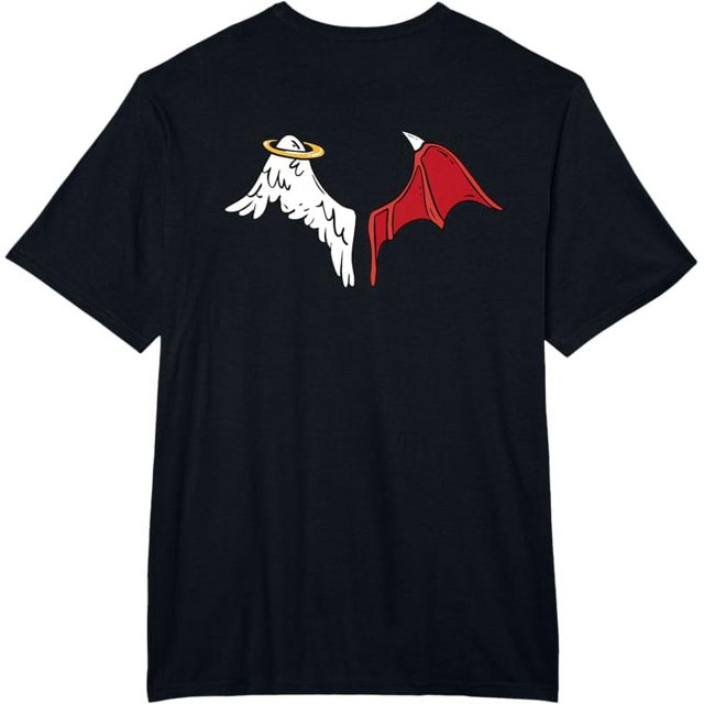 Angel Wings and Demon Wings Back design Good vs Evil Duality TShirt