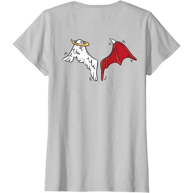 Angel Wings and Demon Wings Back design Good vs Evil Duality TShirt