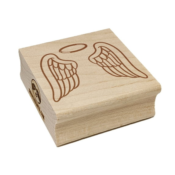 Angel Wings with Halo Square Rubber Stamp Stamping Scrapbooking Crafting - Large 2.75in