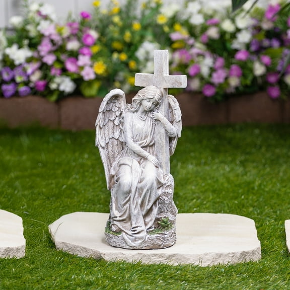 Northlight Angel With Cross Memorial Statue - 13"