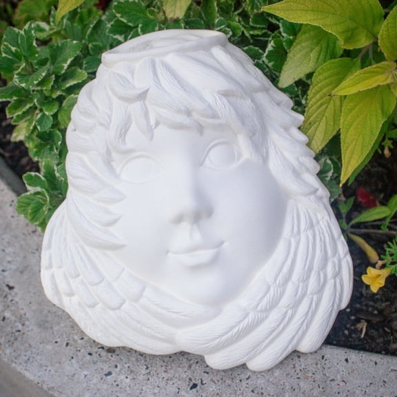 Angel With Halo Mask 9x8 IN STOCK Ceramic Bisque Ready To Paint Pottery