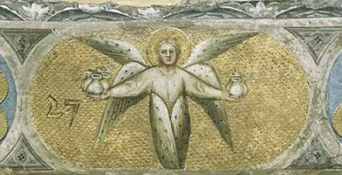 Angel With Seven Cruets For The Scourges Canvas Art - Giusto De Menabuoi (12 x 18)
