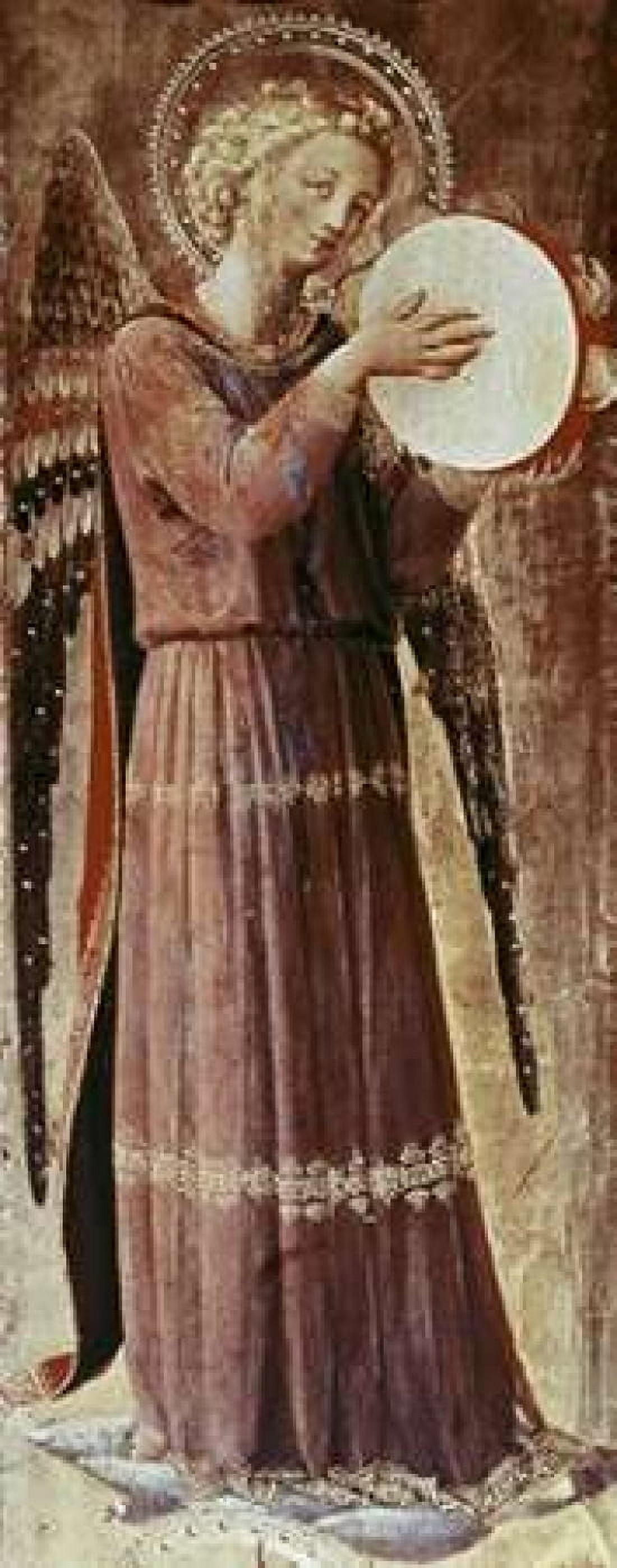 Angel With Tambourine Canvas Art - Fra Angelico (10 x 20)