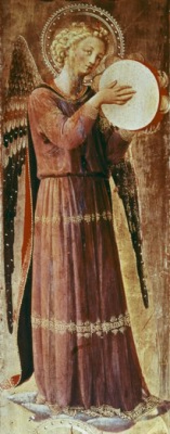 Angel With Tambourine Fra Angelico (ca1395-1455 Italian) Tempera Canvas Art - Fra Angelico (18 x 24)