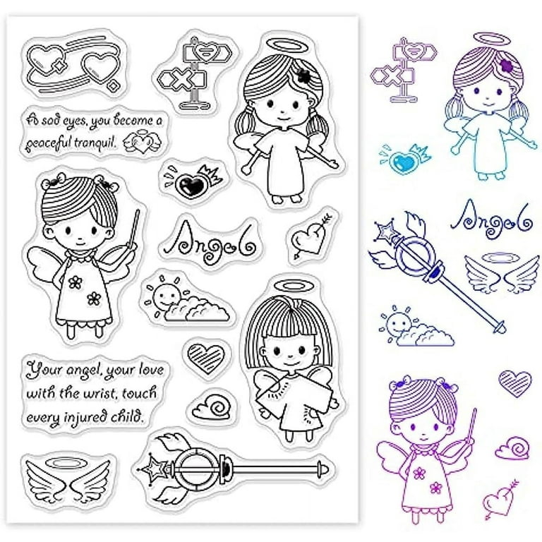 Angel Woman Clear Stamps Transparent Silicone Stamp Wand Wings for Card  Making Decoration and DIY Scrapbooking