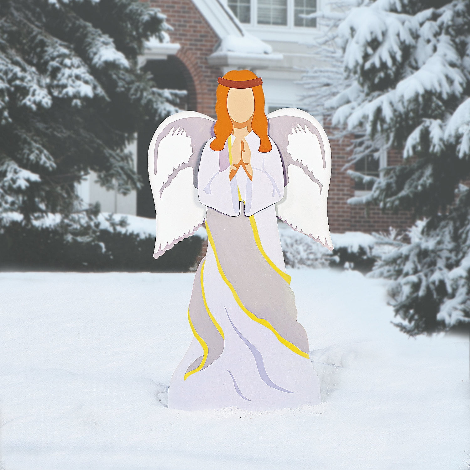 White Metal Angel Yard Decor for Christmas Nativity Scene