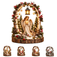 thumbnail image 1 of Angel and Bunny Winter Table Centerpiece Birch Arch Desktop Figurine Lighted Hanging Lantern Pinecone Berry Christmas Decor, 1 of 8