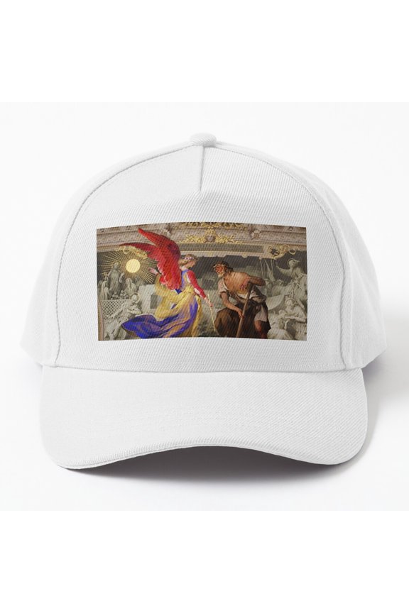 Angel and Farmer Baseball Hat, Italian Renaissance Landscape Scene Design, Classic Cap