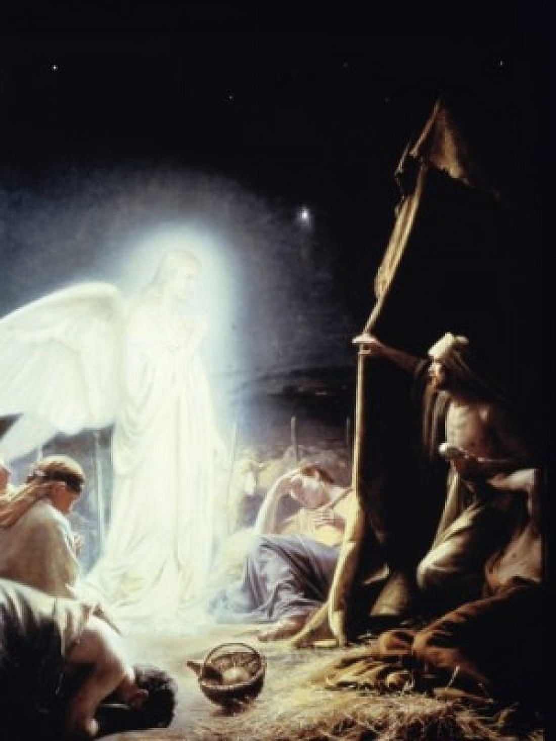 Angel and the Shepherds Carl Heinrich Bloch (1834-1890 Danish) Canvas Art - Carl Heinrich Bloch (24 x 36)