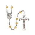 thumbnail image 1 of Angel de la Guardia Silver-Plated Rosary 6mm November Yellow Fire Polished Beads Crucifix Size 1 5/8 x 1 medal charm, 1 of 1
