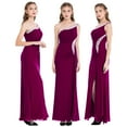 thumbnail image 1 of Angel-fashions Wedding Guest Gown One Shoulder Split Evening Dress Long Pleated Beading Formal Party Gown Magenta Large, 1 of 6