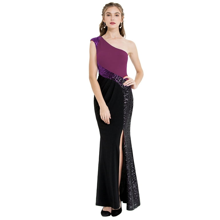 Sexy One-Shoulder Splicing Evening Dress
