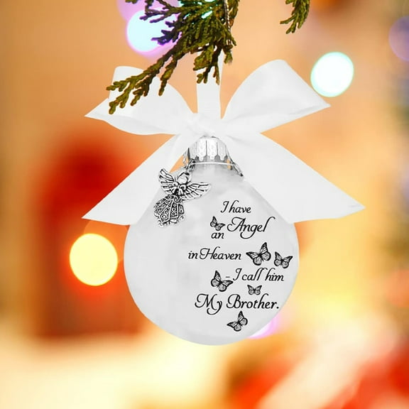 Angel in Heaven Memorial Ornament Christmas Decorations, Feather Memory Ball Christmas Tree Hanging Pendant, Sympathy Gifts