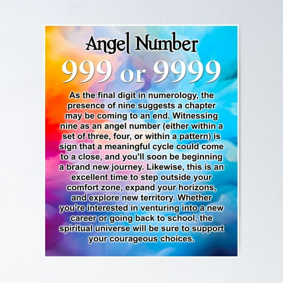 Angel number 999 UNFRAMED Poster, 8x12