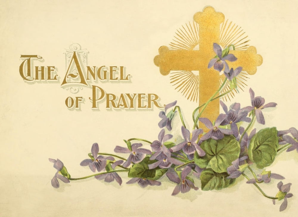 Angel of Prayer 1897 Title Page Cross & Violets Canvas Art - Bessie Gray (18 x 24)